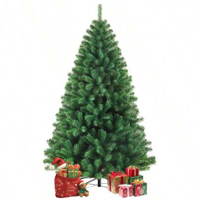 Artificial Christmas Tree 180cm Tall With 900 Branches, Dense PVC Needles, Stable Metal Base And Includes String Lights.