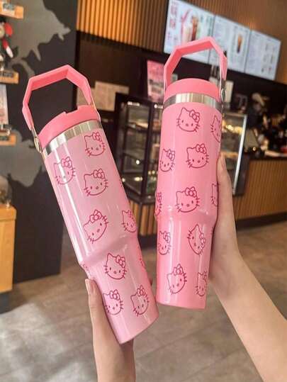  1PC Sanrio Hello Kitty New 30th Anniversary Stainless Steel Cup, Portable Travel Cup With Straw - Leakproof, Portable Travel Cup, Suitable For Sports, Fitness | Cute Cartoon Vacuum Car Cup, Ideal Gift For Thanksgiving, Christmas, Halloween, New Year, Holiday Mother | Clear BPA, Clear PVC, Not Charged, Sanrio