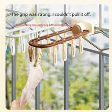 1pc Balcony Windproof Drying Rack, Foldable Clothesline Rack For Home Use, No Drilling Required - Efficient Drying Rack, Ideal For Bedroom, Bathroom And Dorm Decoration, Holiday Decor / Multi-Clip Clothesline Rack, Drying Rack, Multi-Function Plastic Clothes Clips - Multicolor - View 8