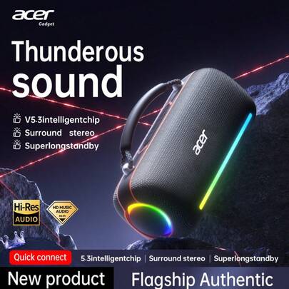 Acer OSK252 Wireless Bluetooth Speaker, Outdoor Portable Dual Speakers With Deep Bass, Built-In Microphone Desktop Speaker, 4000mAh Battery, Long Standby Time, Compatible With TF Card/USB/3.5mm Audio Jack