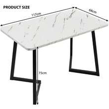 117x68cm Dining Table,(1-St), Metal Frame Rectangular Dining Table Modern Marble Pattern Kitchen Table With Metal Legs For Dining Room Living Room, Black/White - Black and White - View 4