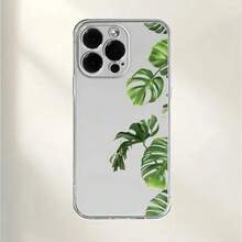 Monstera Plant Pattern Phone Case UV Printing Mobile Phone Protective Case 360 Degree Full Protection Suitable for  11 12 13 14 15 16 Pro Max XR X/ XS 7 8 Plus, Smart Phone Case New Personality Creative - transparente - Ver 4