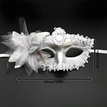 Lily Flower Venetian Princess Mask - Halloween Ball Half Face Mask With Electroplated Details & Side Flower Accents - Elegant Masquerade Party Accessory - Bạc - Xem 9