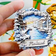 1pc Resin Refrigerator Magnet, Nordic Sweden Iceland Norway Finland Oslo Helsinki Stockholm Aurora Black Sand Beach, Travel Souvenir, Magnetic Home Decor, Office Island Resort Storage Cabinet Bedroom Wall Decoration, Nordic Trip Floating Island Visby Arctic - Multicolor - View 15