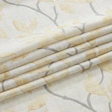 ZJDECOR 95 Inches Long Semi Sheer Curtains For Bedroom Living Room,Printed Botanical Yellow Leaf Grey Branch On Linen Blended Fabric,Rod Pocket Back Tab Window Treatment With Tapes,38\ Wx95 Lx2,38inchWx95inchL(Packof2),YellowLeaf/GreyBranch - 黃葉/灰枝 - 查看 6