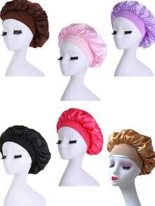 Silk Bonnet For Sleeping, Satin Hair Bonnets, Soft Elastic Band Silk Sleep Cap, Silk Hair Wrap For Curly Hair, Ideal For Overnight Curls Preservation, All-Season Shower Caps