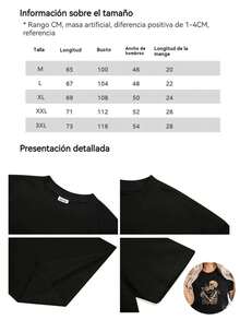 Women's Short-Sleeved T-Shirt, Women's Blouses, Women's Tops, Women's Cotton T-Shirts, Casual Blouses For Ladies With Skull And Cat, Black Blouses. - 黑色 - 查看 9