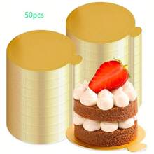 50pcs Smooth Gold Cake Mousse Cake Bottom Pad Discs, Suitable For Events And Parties - Gold - View 8
