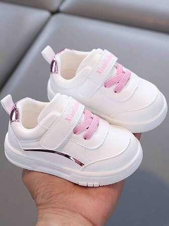 4-Season Hook And Loop Design Easy On/Off Infant Sports Sneakers, Fashion Classic Leather Upper Waterproof TPR Soft Sole Anti-Slip Comfortable Toddler Round Toe Bumper Shoes, Beautiful Princess Style Suitable For 0-4 Years Old Girls Indoor/Outdoor Casual Crawling Shoes