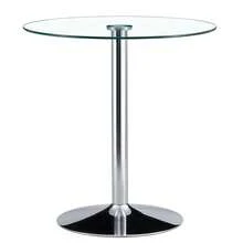 Modern Minimalist Coffee Table In Glass Beam: With A Diameter Of 89 Cm And A Height Of 92 Cm, It Is The Ideal Choice For A Luxurious And Light Structure. - Silver - View 4