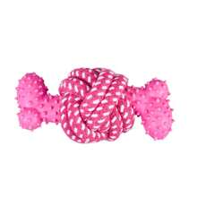 Durable Dog Chew Toy - Rope & Rubber Bone Shape Teething Toy For Small/Medium Dogs, Interactive Chewing Toy With Textured Surface
