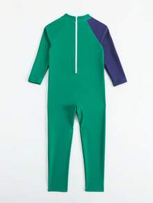 幼儿男童可爱动物卡通印花拉链连体泳衣 - 彩色 - 查看 2