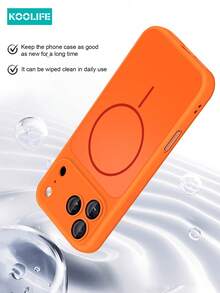 Koolife 1 件装硅胶全包保护壳，带磁环，兼容 Apple 17 Pro Max，纯色，防摔，内置镜头保护膜，PC+TPU 材质，适配 Apple 17 Pro Max/ 17/ 17 Pro - 橘色 - 查看 4