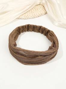 1pc Crochet Flower Hollow Design Headband, Suitable For Wedding, Beach And Summer Fashion - Multicolor - View 3