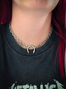 Collar de cadena de clavícula con estilo minimalista de hip-hop, estilo europeo y americano, diseño redondo y cónico, personalizado y retro de estilo punk - A - Ver 3