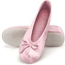 Isotoner Women'S Classic Stretch Satin Ballerina Slippers With Satin And Sequin Bow Tie - Màu đỏ tím - Xem 3