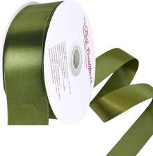 Rollo Listón De Tela Satinado 3.8cm Ancho y 45 Metros largo. Para Decoración, Envoltura De Regalo, Manualidades, Flores Eternas, Cinta Para El Cabello, Moños, Arreglos Florales, Ramos yás. MARCA JACK BROTTHERS (Verde Olivo) - Verde Oliva - Ver 1