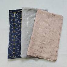 Autumn Winter New Printed Golden Scarf Full Polyester Solid Color Line Geometry Golden Pullover Scarf - Màu xanh đậm - Xem 4