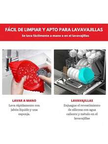 Forro de silicona para freidora de aire de 3-5 cuartos, reemplazo de papel encerado inflamable, bandeja de hornear reutilizable accesorio para horno, rojo/azul, redondo/cuadrado (parte superior 8 pulgadas, parte inferior 6.75 pulgadas) - molde para hornear de silicona - Ver 4