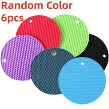 6pcs Heat Resistant Non-Slip Placemat Set, Suitable For Kitchen Table, Pot Holders And Coasters - Multicolor - View 3