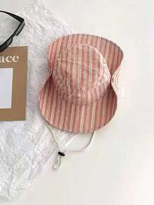 1pc Contrast Color Patch Drawstring Wide Brim Bucket Hat, Spring/Summer Sun Protection, Travel UV-Resistant