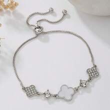 New Luxury Single-Sided Oil-Drip Four-Leaf Clover Bracelet For Women Korean Version Simple Ins Style Good Luck Versatile Girls' Jewelry - S-267-2 Bạc - Xem 3