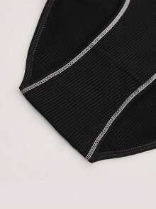 4pcs Women Ribbed Mid-Rise Bow Decor Sexy Cute Panty Set