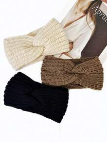 3pcs Women's High-Quality Outdoor Knitted Headbands, Essential Autumn/Winter Accessories - Scarves, Hair Accessories, Soft Headbands Women Hair Band - Multicolor - View 2