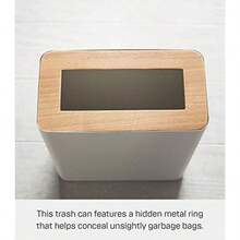 YAMAZAKI Home Slim Steel + Wood | Bote de basura, talla única, ceniza(Ceniza) - Multicolor - Ver 4