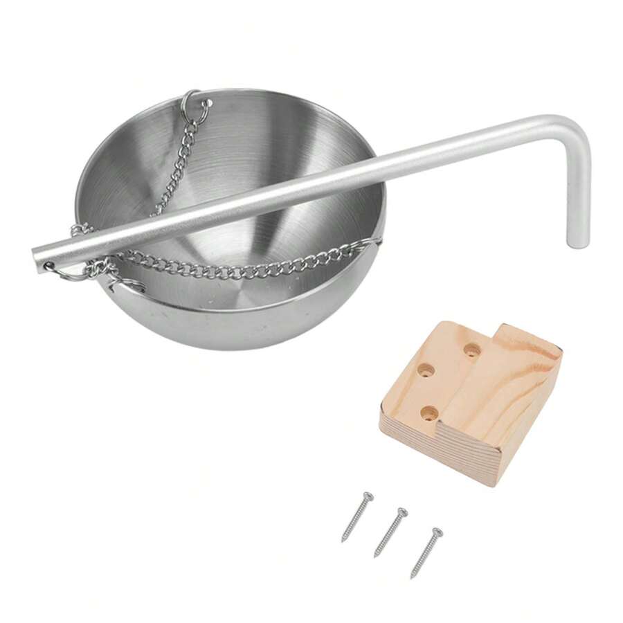 Stainless Steel Sauna Bowl With Wooden Stand - Aromatherapy Cup For Sauna (12 Cm) - Stainless Steel Aromatherapy Bowl - View 1