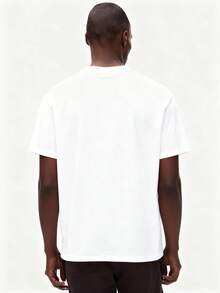 Men's Casual Fashionable Street Slogan Print Dropped Shoulder Loose Breathable Short Sleeve T-Shirt, Summer - White - View 2