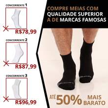Kit 10 Pairs Zhamaro Socks Mid-Calf Cotton Terrycloth Men's Women's Comfortable Thick - Tất cả Pretas - Xem 3