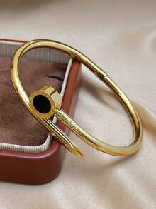 18 Karat vergoldetes Edelstahl Blumen Armband, geeignet für den täglichen Gebrauch von Frauen, klassisches Blumen- und Römische Ziffern Nieten Design, wasserdicht, europäischer und amerikanischer Stil, Lässig, Hochzeit, Party, Valentinstag Geschenk