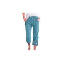 Pantalones Casuales, Pantalones de Lino para Mujer con diseo de corazn, Cintura elstica 3/4 de Largo y Ajuste Holgado, para Viajes, Vacaciones y Actividades activas. - inicial - Ver 1