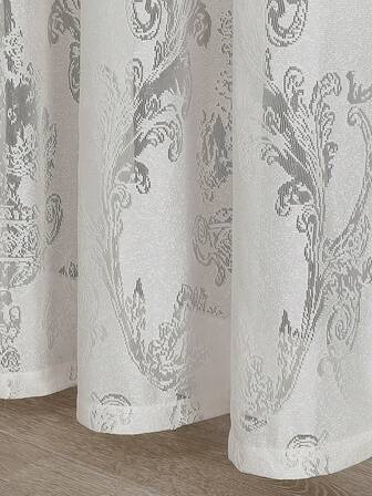 1枚 ヨーロピアンスタイルのカーテン、厚手の半透明パーティションカーテン、ジャカード織りミニマリストヨーロピアンスタイルのベージュ色の窓用カーテン、リビング、寝室、バルコニー、ダイニングルームなどのホームデコレーション用シアーカーテン