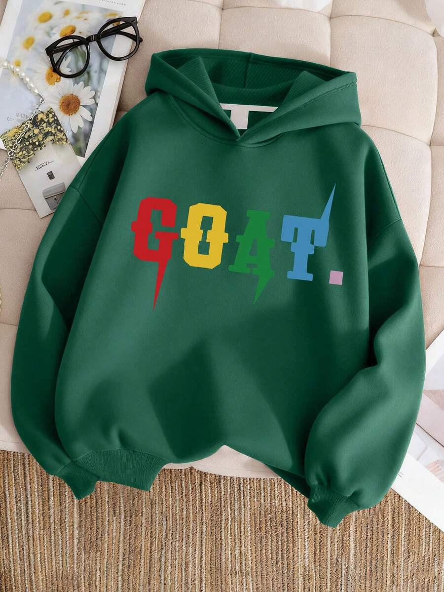 1pc Teen Boys' Letter Graphic Sweatshirt, Casual Pullover Suitable For Spring & Autumn, Suitable For Shopping, School, Gathering And Travel - Green - View 1