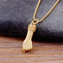 New Retro Punk Style Gesture Shape Charm Pendant Necklaces For Women Female Gold Plated Cubic Zirconia Jewelry Gift Wholesale - Gold - View 11