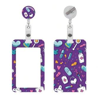 ID-korthållare med medicinskt tema - En klarlila plastkorthållare lämplig för läkare, sjuksköterskor och studenter - En hållbar förvaringsväska för sjukhus, klinik, skol-ID och busskort