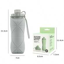 Outdoor Sports Silicone Water Bottle, Portable Travel Storage, Extra Large Capacity, Foldable Water Cup, Mini Telescopic Cup. - 灰色 - 查看 9