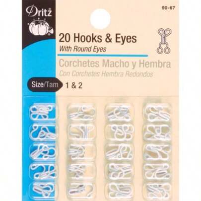 Dritz Hooks And Eyes Size 1 And 2 White 20 Count