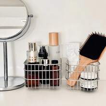 Ins Style Desktop Cosmetics Storage Basket Multi-Purpose Storage Rack For Miscellaneous Items Organizing Storage Box Beauty And Makeup Storage Basket Suitable For Dressing Table, Bathroom Washstand Kitchen Storage Basket - Silver - View 12