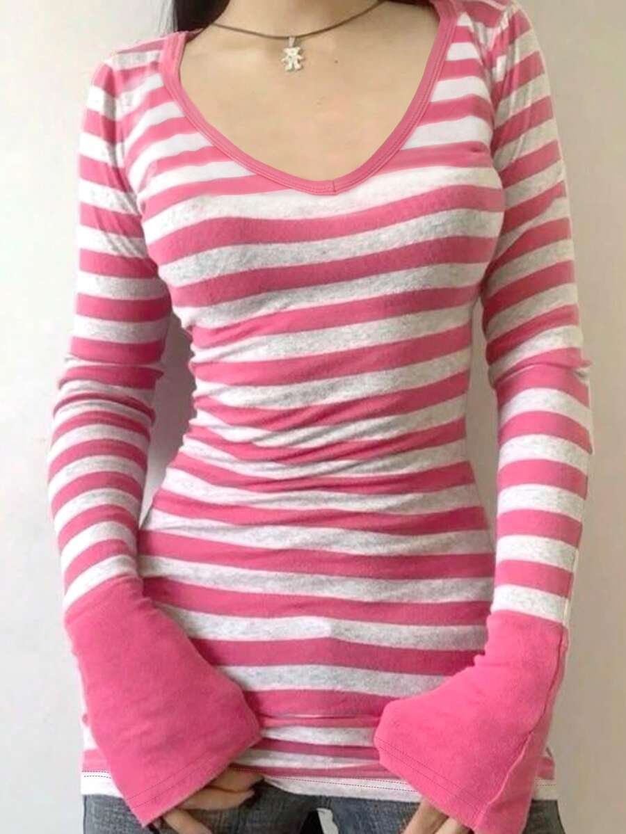 Elegant Casual Slim Fit Long Sleeve Tops For Women, Multi-Color, Spring/Autumn - Multicolor - View 1