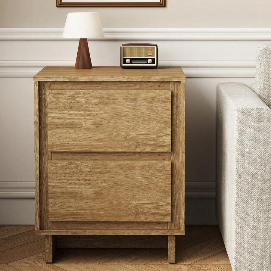 2-Drawer Dresser, Modern Wood Dresser With Clean Edge Detailing, Versatile Storage Unit For Bedroom, Living Room, Office, Entryway - Natural Oak - 查看 1