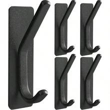 Perchero Pared 5 Piezas Negro Ganchos Adhesivos para pared con Soporte 5kg y Adhesivo Fuerte Resistente Organizador Soporta Ropa, Bolsos y Llaveros para Cocina, Bao y Dormitorio - Negro - Ver 1