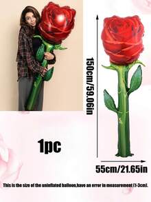 1 Stück 150 cm großer roter Rose Folienballon, geeignet für Geburtstags-Party, Hochzeit, Verlobung, Jahrestag, romantische Valentinstag Dekoration - Verschiedenfarbig - Übersicht 6