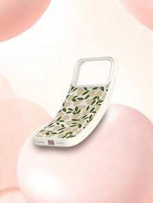 1 Stück Mode Hochwertige Flüssigsilikon Handyhülle mit Vollbildschirm Weiße Blumen & Grüne Blätter Muster, stoßfest und weich, kompatibel mit Apple 11/12/13/14/14 Plus/15/15 Plus/16/16 Plus/17/17 Pro - Verschiedenfarbig - Übersicht 3