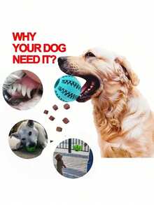 1pc Dog Toy Ball, Interactive Rubber Ball Chew Toy For Small Dogs, Dental Cleaning Ball, Pet Feeder Silicone Ball Toy - Multicolor - View 2