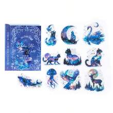 20张/包 复古星空、猫咪、月亮风景贴纸套装，可爱植物、森林动物、女孩主题剪贴簿贴纸，适用于日记、计划本、手工DIY、文具用品、剪贴簿用品、趣味贴纸、笔记本电脑贴纸、Kindle手机贴纸 - 彩色 - 查看 13