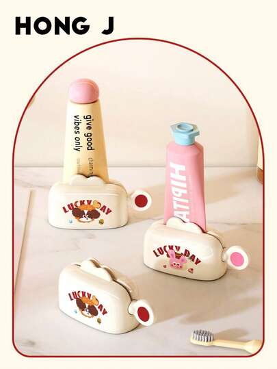 Exprimidor magnético de pasta de dientes, crema de manos de dibujos animados de dopamina, dispensador de pared para limpiador facial montado en el baño