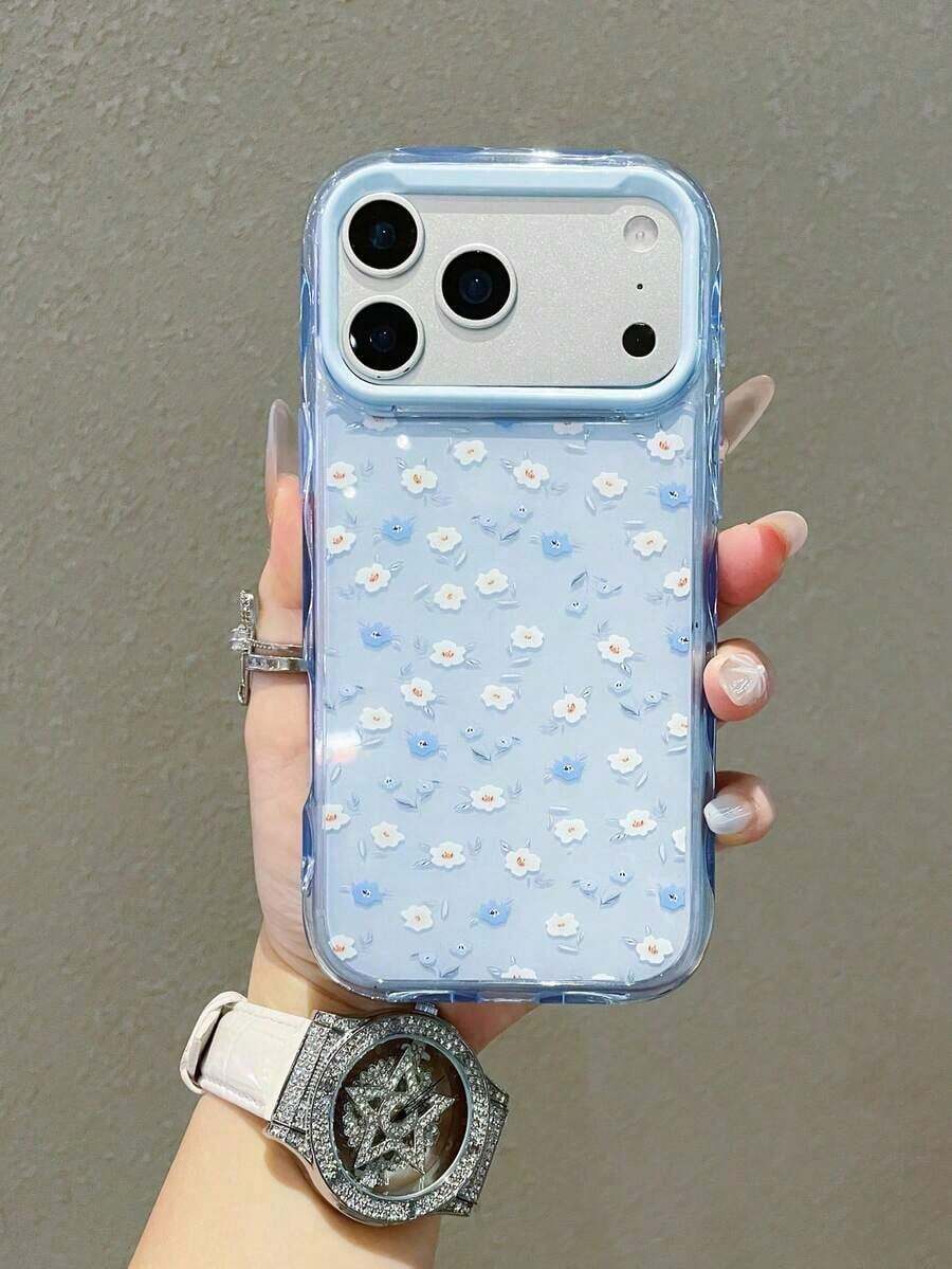 1pc Aesthetic Thin Sky Blue Personalized Line Design Phone Case Compatible With IPhone 16, 15, 14, 13, 12 Pro Max, 11, Korean Cute Shock-Proof Phone Cover, Gift For Girls, Compatible With IPhone 17/17 Pro/17 Pro Max/17 Airfunda Para Phone,Apple16,Cover De Phone,Cell Phone Case,Funda Para Apple 17 Pro - 藍色 - 查看 1